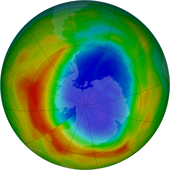 Antarctic ozone map for 15 October 1983